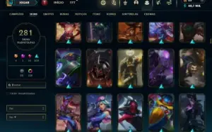 Bronze 1 com TODOS os champs e 281 Skins (Mais de 150 Jogos)