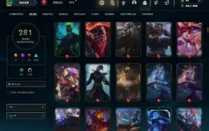 Bronze 1 com TODOS os champs e 281 Skins (Mais de 150 Jogos)