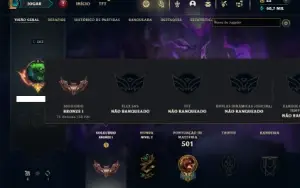 Bronze 1 com TODOS os champs e 281 Skins (Mais de 150 Jogos)
