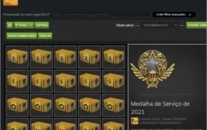 CONTA STEAM 14 ANOS COM 4 MEDALHAS, 100 REAIS EM CAIXAS CSGO
