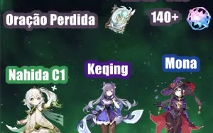 Conta AR 46 com Nahida C1, Oração, Mona, Keqing, 140 + tiros