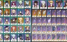 AR 55 c/ AYAKA + BIS, YELAN, CHILDE, EULA + MOCHILEIRO