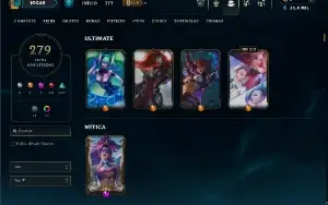 Ferro 1 com TODOS os champs e 279 Skins + 4 Ultimates