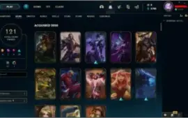 Conta de lol, platina season passada, 121 skins