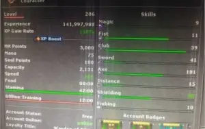 Knight lv 206 em Calmera NowPvP + Druid lv 84 e outras lowlv