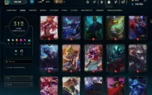 Ouro 4 com TODOS os Champs e 312 Skins ( ADC / MID / JG )