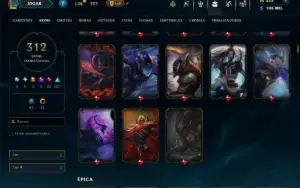 Ouro 4 com TODOS os Champs e 312 Skins ( ADC / MID / JG )
