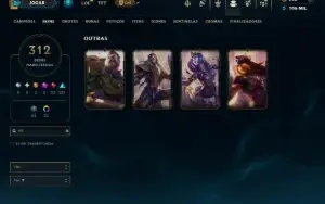 Ouro 4 com TODOS os Champs e 312 Skins ( ADC / MID / JG )