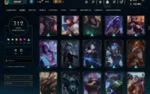 Ouro 4 com TODOS os Champs e 312 Skins ( ADC / MID / JG )