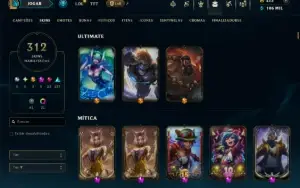 Ouro 4 com TODOS os Champs e 312 Skins ( ADC / MID / JG )