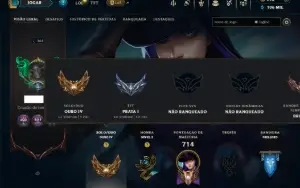 Ouro 4 com TODOS os Champs e 312 Skins ( ADC / MID / JG )