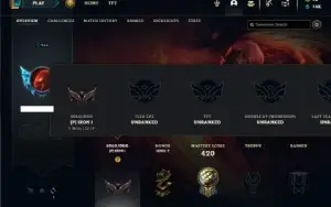 Ferro 1 com TODOS os champs e 356 Skins + 1400 RP