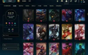 Ferro 1 com TODOS os champs e 356 Skins + 1400 RP