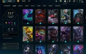 Ferro 1 com TODOS os champs e 356 Skins + 1400 RP
