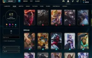 Conta prata 1 com 100 Champs e 62 Skins + 30k de EA
