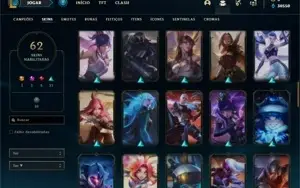 Conta prata 1 com 100 Champs e 62 Skins + 30k de EA