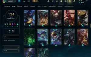 Unranked com TODOS os Champs e 124 Skins ( ADC / SUP / JG )
