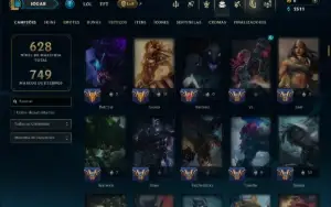 Unranked com TODOS os Champs e 124 Skins ( ADC / SUP / JG )