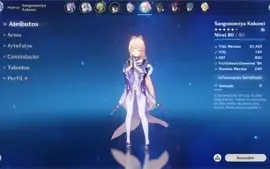 AR 56 com Nahida, Kazuha, Yelan, Kokomi, Ganyu c1 de Amos r2