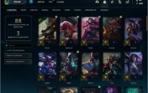 Conta prata 1 com 18 skins e 57 champs
