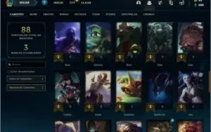 Conta prata 1 com 18 skins e 57 champs