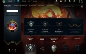 Conta prata 1 com 18 skins e 57 champs
