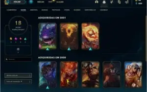 Conta prata 1 com 18 skins e 57 champs