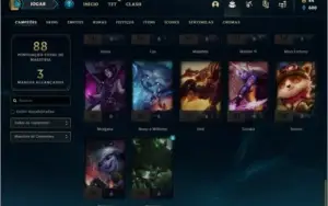 Conta prata 1 com 18 skins e 57 champs