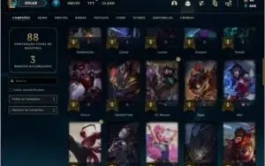 Conta prata 1 com 18 skins e 57 champs