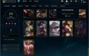 Conta bronze 2 com 91 champs e 39 skins