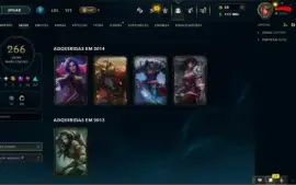 Conta de LoL de 2013 | 266 skins, 293 emotes, 509 ícones e +