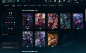 Conta Esmeralda 4 com 51 Champions, 23 Skins (2 Vitoriosas)