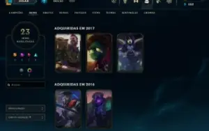 Conta Esmeralda 4 com 51 Champions, 23 Skins (2 Vitoriosas)