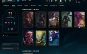 Conta Esmeralda 4 com 51 Champions, 23 Skins (2 Vitoriosas)