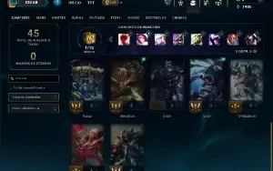 Unranked com 17 Champs e 4 Skins