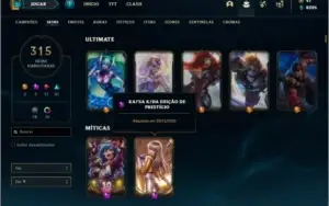 Conta prata 1 com TODOS os champs e 315 skins +1 Prestigio