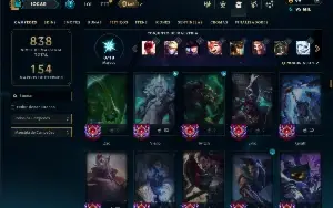 Diamante 3 com TODOS os Champs e 367 Skins (JG / MID / TOP)