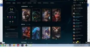 Conta GOLD com 34 Skins, Level 78, 77 campeões, nunc tom ban