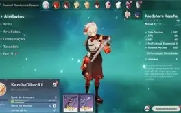 Conta Genshin Impact AR 5 com Kazuha e Diluc