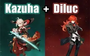 Conta Genshin Impact AR 5 com Kazuha e Diluc