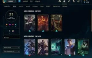Conta diamante 4 com 22 skins e 49 champs