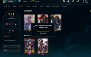 Conta Unranked com TODOS os champs e 221 Skins + 1 Prestigio