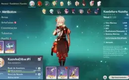 Conta Genshin Impact AR 7 com Kazuha e Diluc ⭐