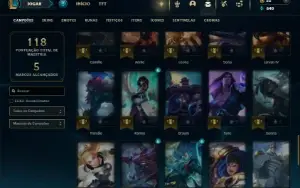 Esmeralda 4 com 60 Champs e 21 Skins + 2 Fragmentos