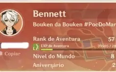 Conta Genshin Impact, AR 57, 5*(10 personagens) 4* (Todos)