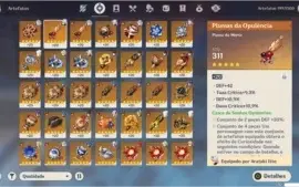 Conta Genshin Impact, AR 57, 5*(10 personagens) 4* (Todos)