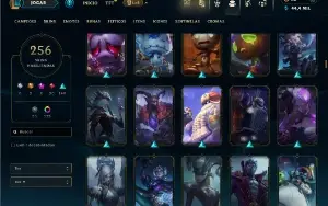 Unranked com TODOS os champs e 256 Skins ( JG / MID / TOP )
