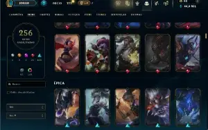 Unranked com TODOS os champs e 256 Skins ( JG / MID / TOP )