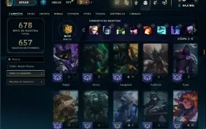 Unranked com TODOS os champs e 256 Skins ( JG / MID / TOP )