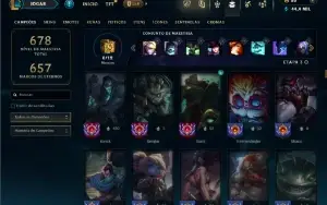 Unranked com TODOS os champs e 256 Skins ( JG / MID / TOP )
